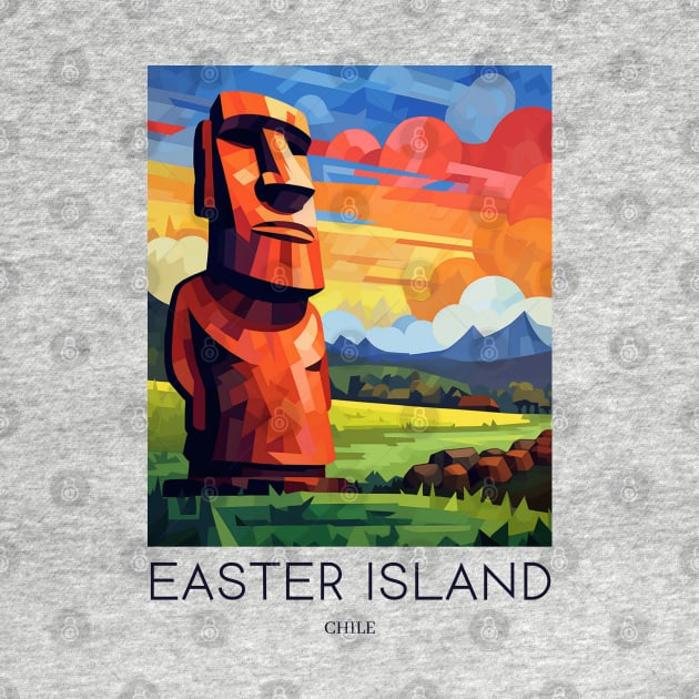 A Pop Art Travel Print of Easter Island - Chile by Studio Red Koala